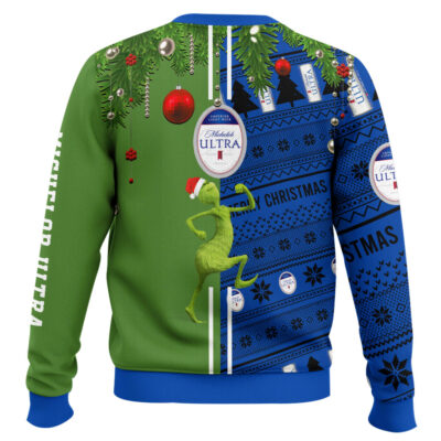 Hooktab Michelob Ultra Grinch Ugly Christmas Sweater