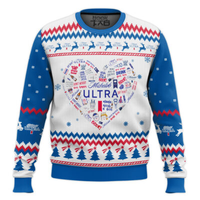 Michelob Ultra Heart Ugly Christmas Sweater