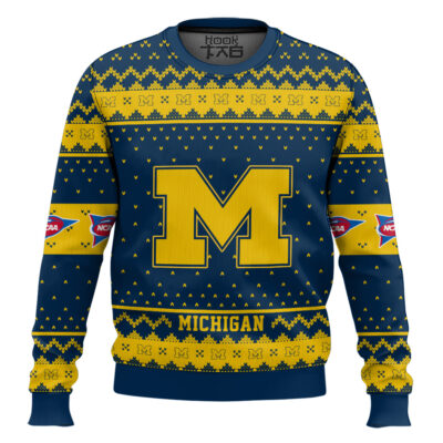 Michigan Wolverines - Custom Name And Number Ugly Christmas Sweater