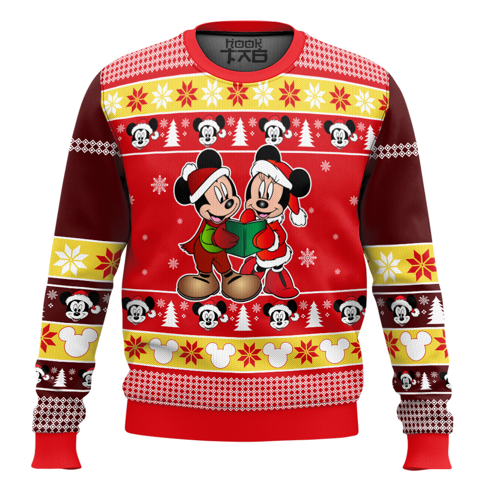 Hooktab Mickey And Minnie Ugly Christmas Sweater Hooktab Mickey And Minnie Ugly Christmas Sweater