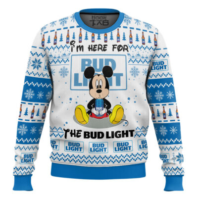Mickey I'm Here For The Bud Light Ugly Christmas Sweater