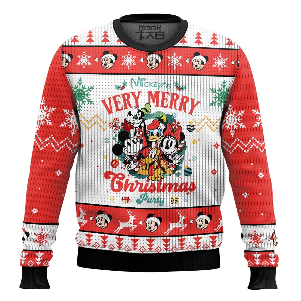Hooktab Mickey's Very Merry Christmas Party Ugly Christmas Sweater Hooktab Mickey's Very Merry Christmas Party Ugly Christmas Sweater
