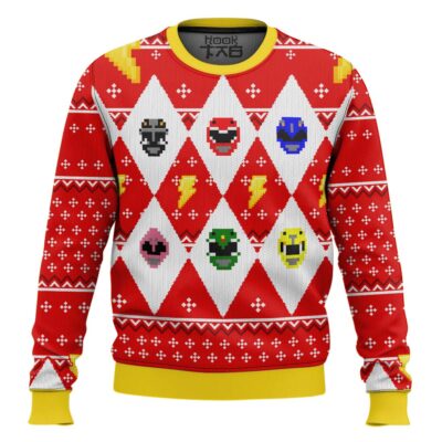 Mighty Morphin Pixel Power Rangers Ugly Christmas Sweater