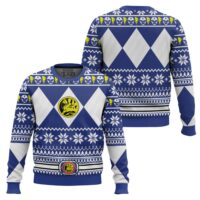 Hooktab Mighty Morphin Power Blue Ugly Christmas Sweater