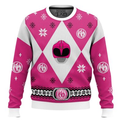 Mighty Morphin Power Rangers Pink Ugly Christmas Sweater