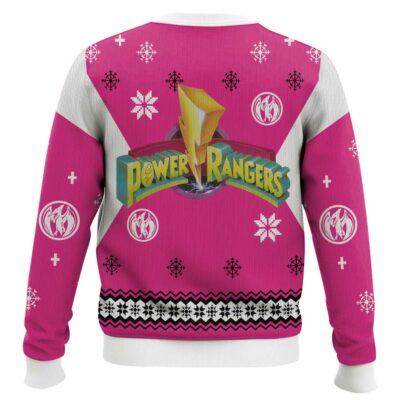 Hooktab Mighty Morphin Power Rangers Pink Ugly Christmas Sweater