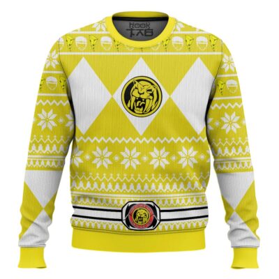 Mighty Morphin Power Rangers Yellow Ugly Christmas Sweater