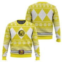 Hooktab Mighty Morphin Power Rangers Yellow Ugly Christmas Sweater