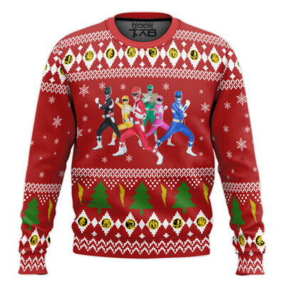 Mighty Morphin Squad Power Rangers Ugly Christmas Sweater