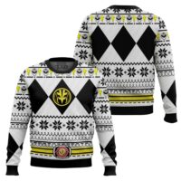 Hooktab Mighty Morphin White Power Rangers Ugly Christmas Sweater