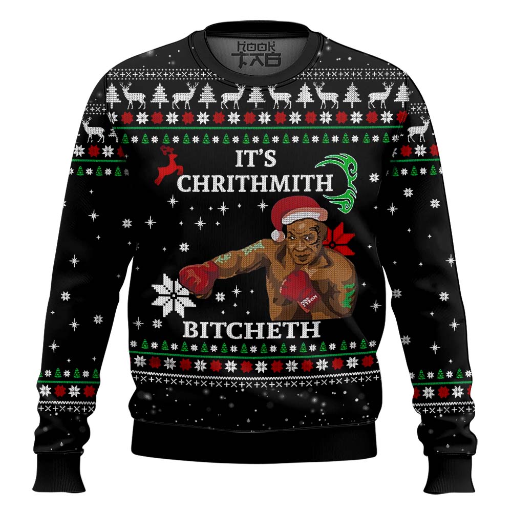 Hooktab Mike Tyson It's Chrithmith Bitcheth Ugly Christmas Sweater Hooktab Mike Tyson It's Chrithmith Bitcheth Ugly Christmas Sweater