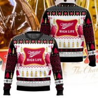 Hooktab Miller High Life American Beer Ugly Christmas Sweater