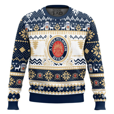 Miller Lite A Fine Pilsner Beer Ugly Christmas Sweater