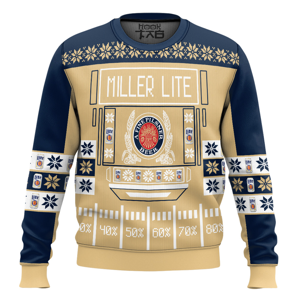 Hooktab Miller Lite American Beer - Custom Name Ugly Christmas Sweater Hooktab Miller Lite American Beer - Custom Name Ugly Christmas Sweater