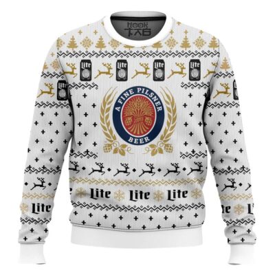 Miller Lite American Pilsner Beer Ugly Christmas Sweater