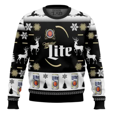 Miller Lite Beer - Custom Name And Number Ugly Christmas Sweater