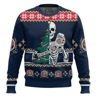 Miller Lite Dead Inside Ugly Christmas Sweater