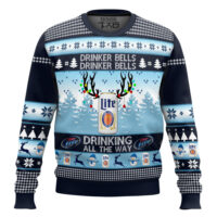 Hooktab Miller Lite Drinker Bells Ugly Christmas Sweater