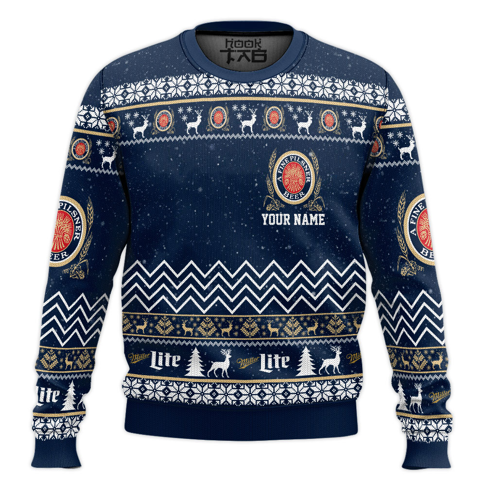 Hooktab Miller Lite Eagle - Custom name Ugly Christmas Sweater Hooktab Miller Lite Eagle - Custom name Ugly Christmas Sweater