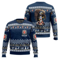 Hooktab Miller Lite Eagle - Custom name Ugly Christmas Sweater