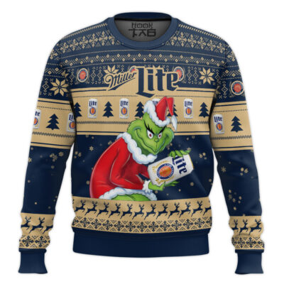 Miller Lite Grinch Ugly Christmas Sweater