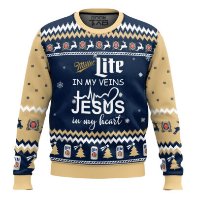 Miller Lite In My Vein Ugly Christmas Sweater