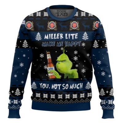 Miller Lite Make Me Happy Ugly Christmas Sweater