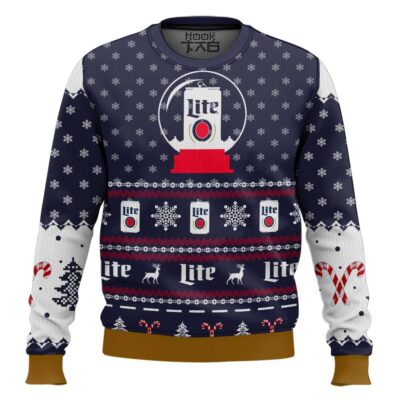 Miller Lite Snow Globe Ugly Christmas Sweater