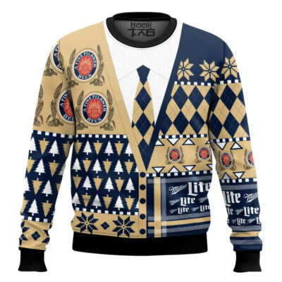 Miller Lite Suit And Tie Ugly Christmas Sweater