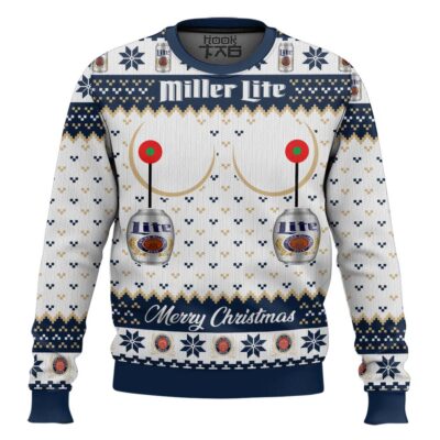 Miller Lite Titties Funny Ugly Christmas Sweater