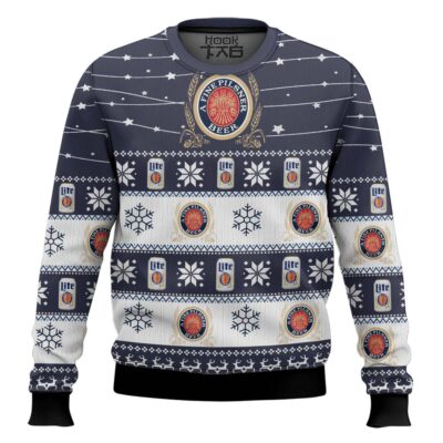 Miller Lite Twinkle Lights - Custom Name Ugly Christmas Sweater