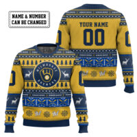 Hooktab Milwaukee Brewers - Custom Name And Number Ugly Sweater