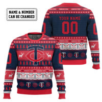 Hooktab Minnesota Twins - Custom Name And Number Ugly Sweater