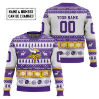 Hooktab Minnesota Vikings - Custom Name And Number Ugly Sweater
