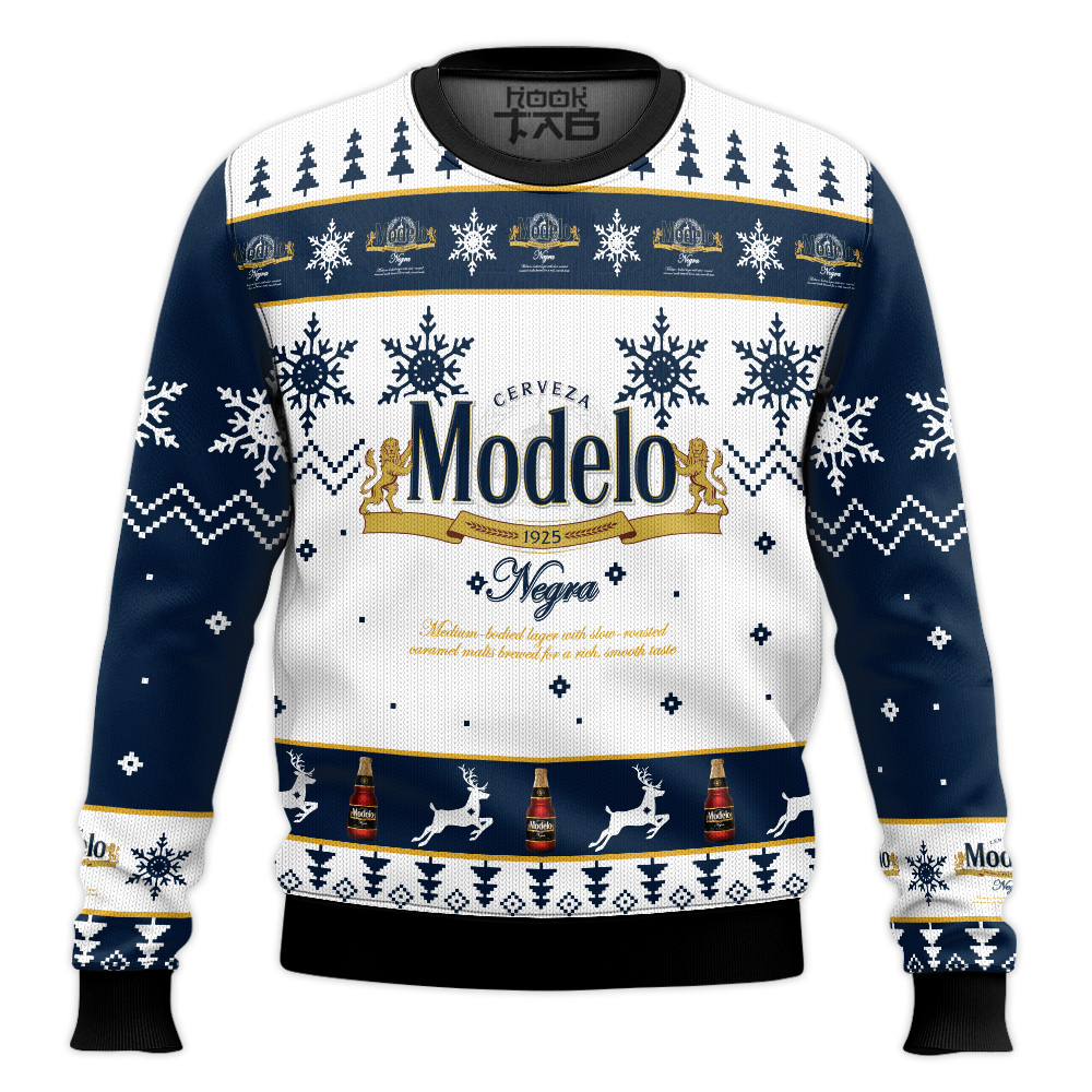 Hooktab Modelo Dunkel Beer - Custom Name Ugly Christmas Sweater Hooktab Modelo Dunkel Beer - Custom Name Ugly Christmas Sweater