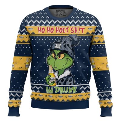 Modelo Ho Ho Holy Sh!t I'm Drunk Grinch Ugly Christmas Sweater