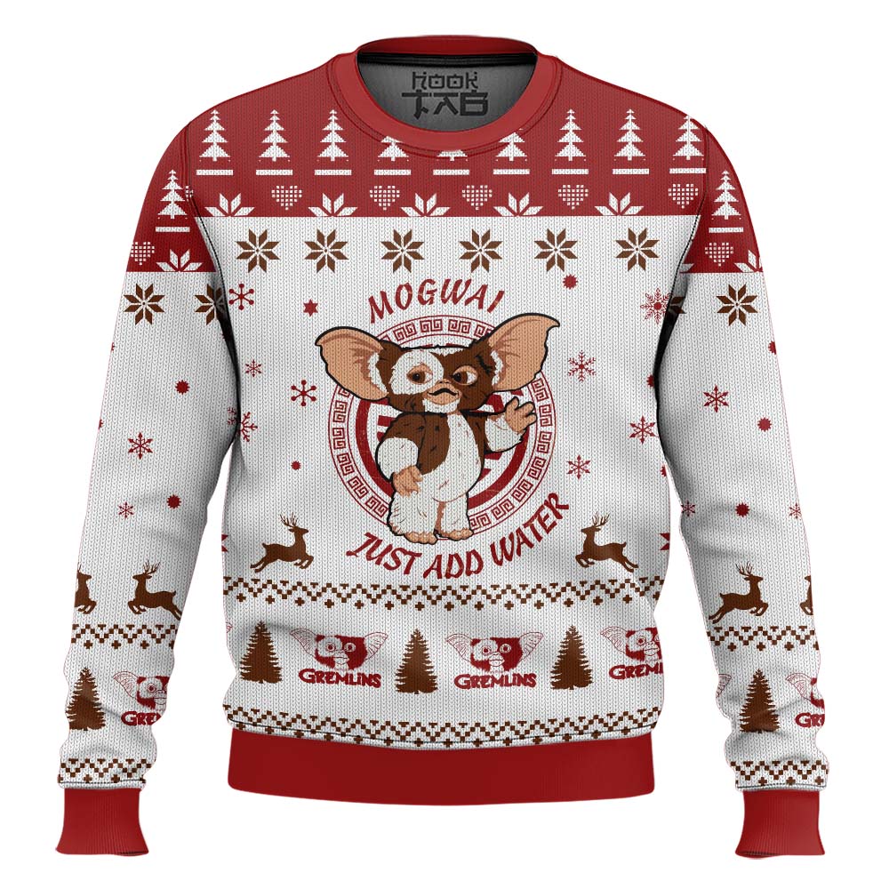 Hooktab Mogwai Just Add Water Gremlins Ugly Christmas Sweater Hooktab Mogwai Just Add Water Gremlins Ugly Christmas Sweater