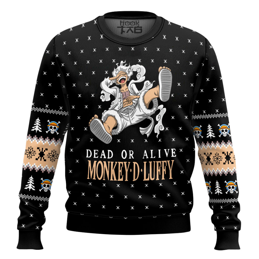 Hooktab Monkey D Luffy Dead Or Alive One Piece Ugly Christmas Sweater Hooktab Monkey D Luffy Dead Or Alive One Piece Ugly Christmas Sweater
