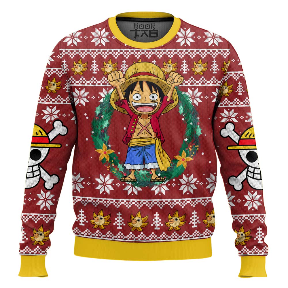 Hooktab Monkey D Luffy One Piece Ugly Christmas Sweater Hooktab Monkey D Luffy One Piece Ugly Christmas Sweater