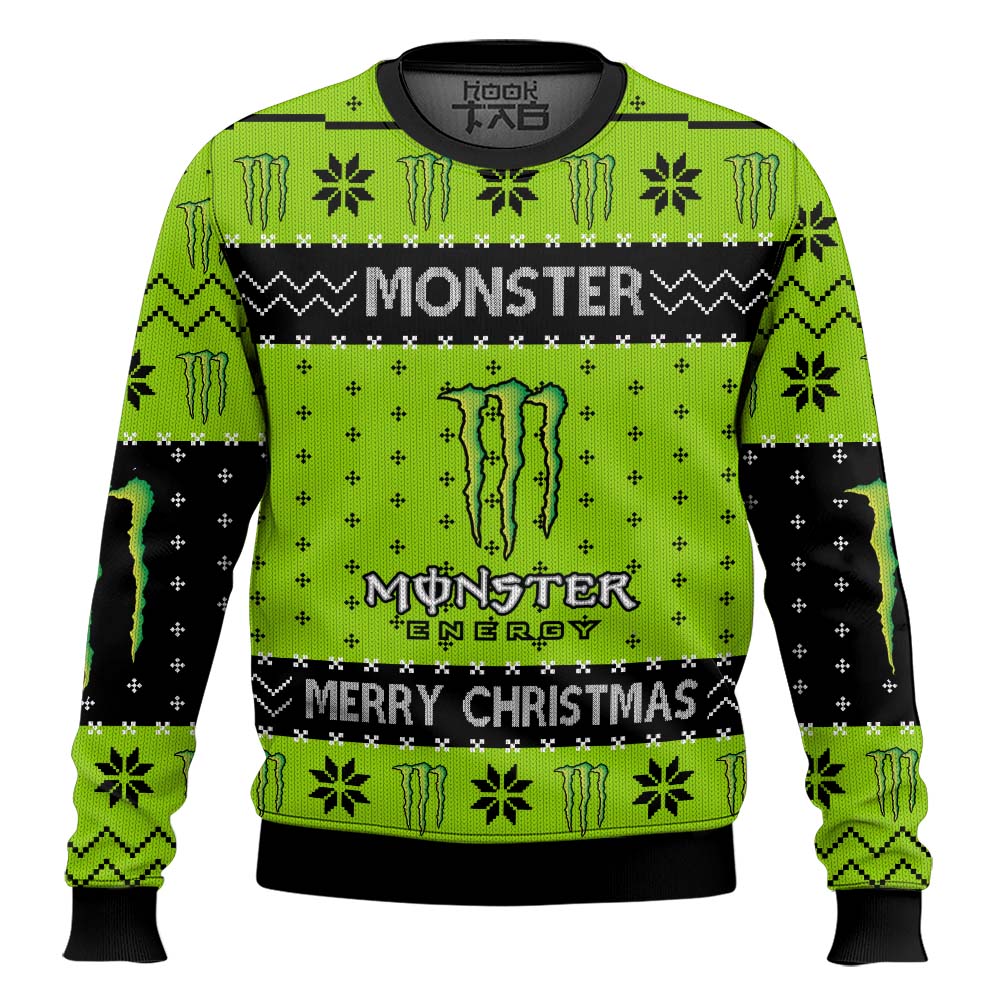 Hooktab Monster Energy Drinks Ugly Christmas Sweater Hooktab Monster Energy Drinks Ugly Christmas Sweater