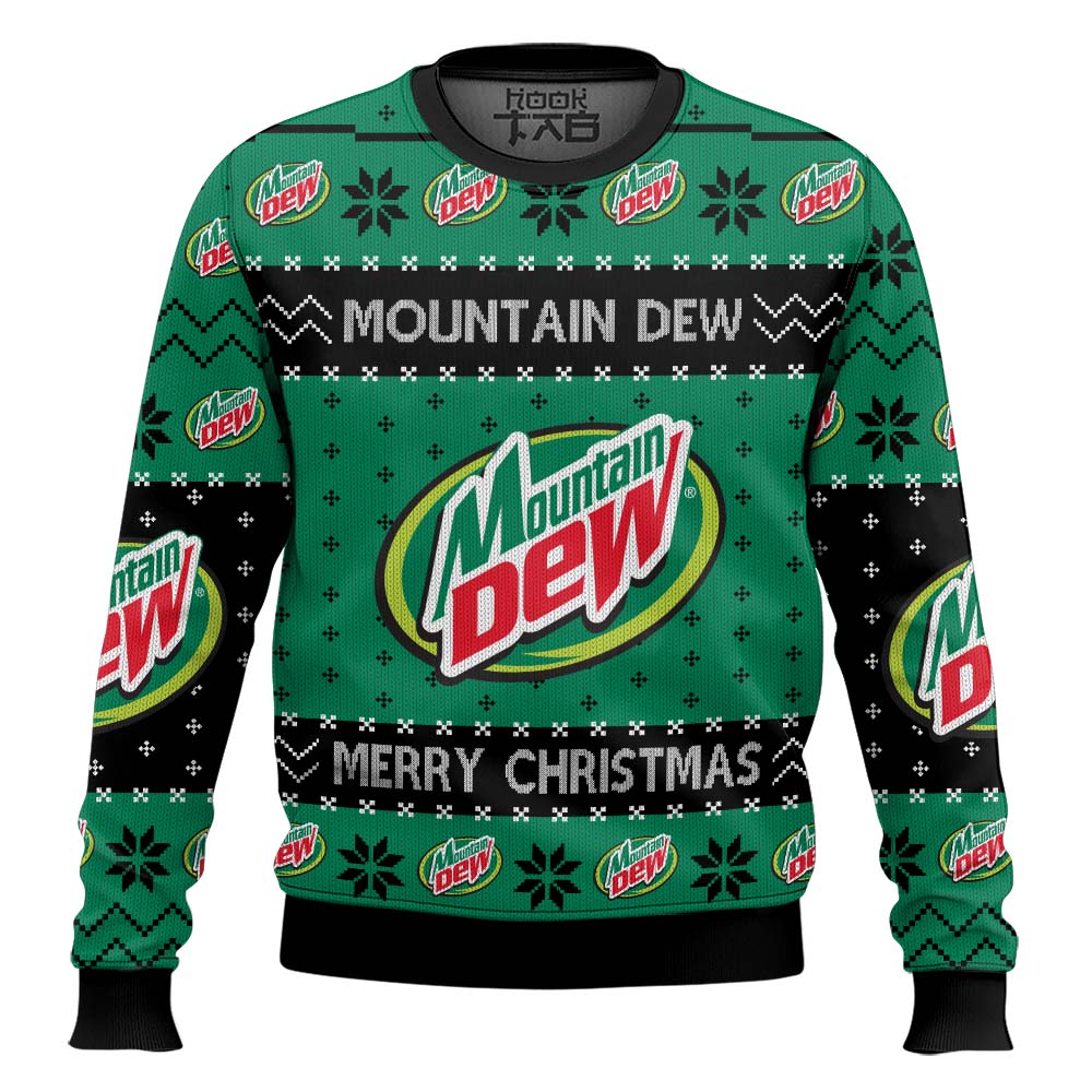 Hooktab Mountain Dew Merry Christmas Ugly Christmas Sweater Hooktab Mountain Dew Merry Christmas Ugly Christmas Sweater