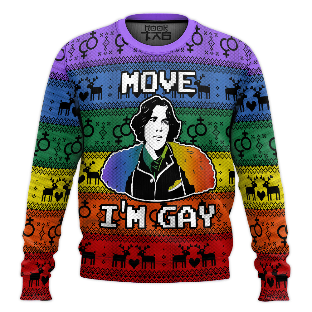 Hooktab Move I'm Gay LGBT Support Ugly Christmas Sweater Hooktab Move I'm Gay LGBT Support Ugly Christmas Sweater