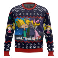 Hooktab Move It Football Head Hey Arnold! Ugly Christmas Sweater
