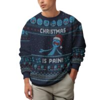 Hooktab Mr. Meeseeks “Christmas Is Pain” Rick And Morty Ugly Christmas Sweater