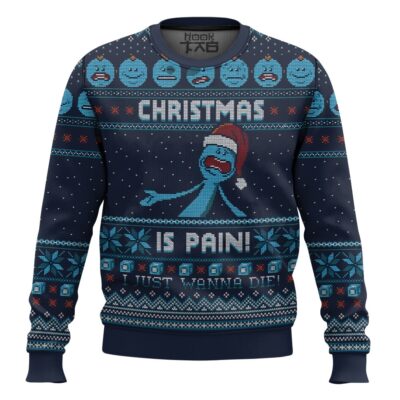 Mr. Meeseeks “Christmas Is Pain” Rick And Morty Ugly Christmas Sweater