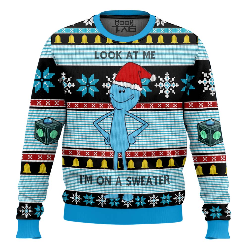 Hooktab Mr. Meeseeks Look At Me Rick And Morty Ugly Christmas Sweater Hooktab Mr. Meeseeks Look At Me Rick And Morty Ugly Christmas Sweater