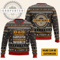Hooktab My Dad Is The Best Carpenter - Custom Name Ugly Christmas Sweater