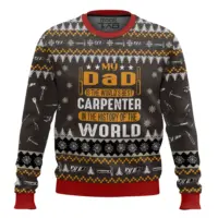 Hooktab My Dad Is The Best Carpenter - Custom Name Ugly Christmas Sweater