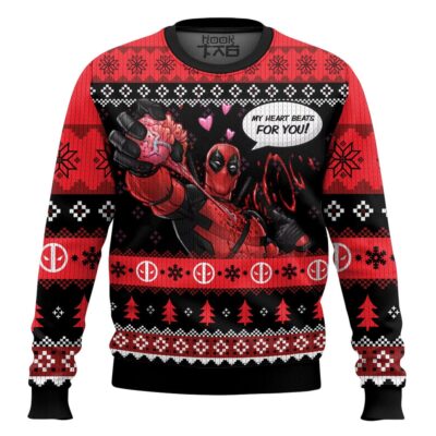 My Heart Beats For You! Deadpool Ugly Christmas Sweater