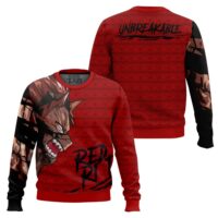 Hooktab My Hero Academia Unbreakable Red Riot Ugly Christmas Sweater